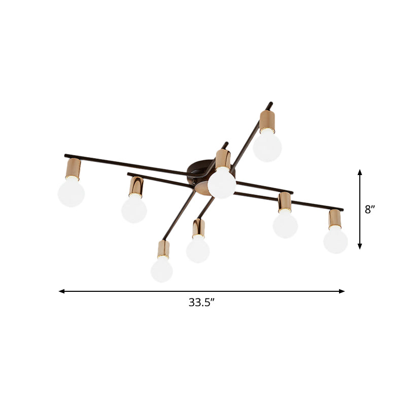 Plafonnier encastré en métal pour chambre d'adulte et salon - Design à bras long, éclairage romantique