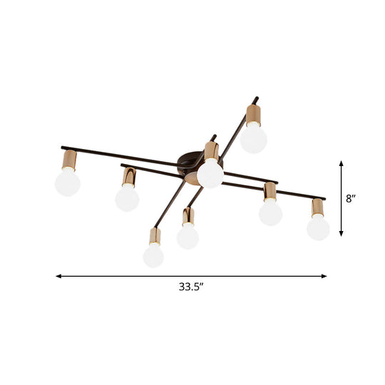 Plafonnier encastré en métal pour chambre d'adulte et salon - Design à bras long, éclairage romantique