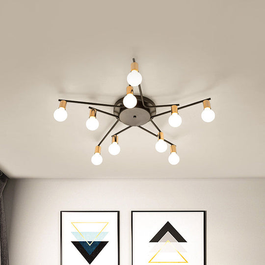 Plafonnier encastré en métal pour chambre d'adulte et salon - Design à bras long, éclairage romantique