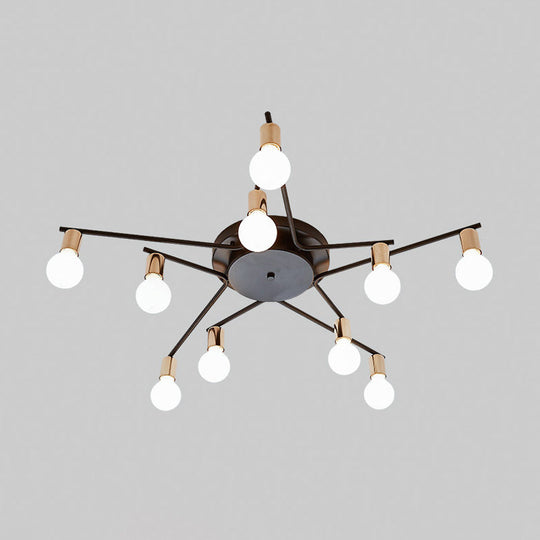 Plafonnier encastré en métal pour chambre d'adulte et salon - Design à bras long, éclairage romantique