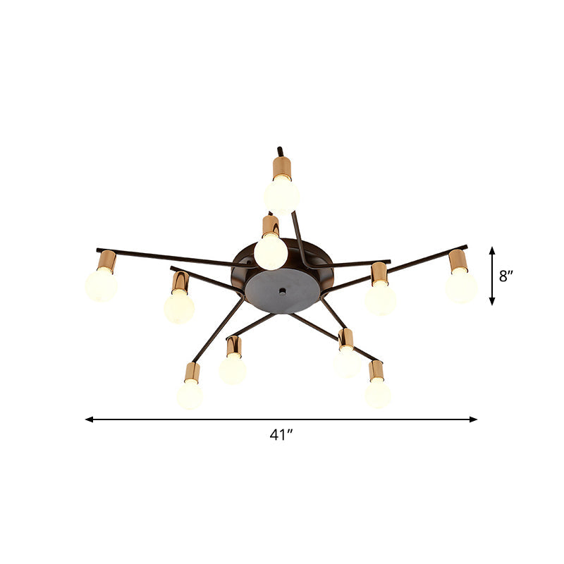 Plafonnier encastré en métal pour chambre d'adulte et salon - Design à bras long, éclairage romantique