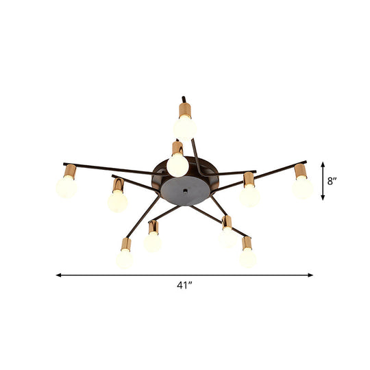 Plafonnier encastré en métal pour chambre d'adulte et salon - Design à bras long, éclairage romantique