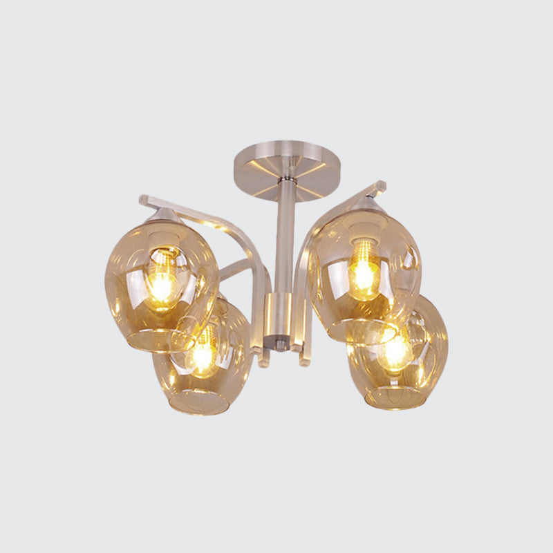 Plafonnier contemporain à 4 têtes avec abat-jour en forme de bourgeon - Parfait pour la salle à manger ou la chambre à coucher