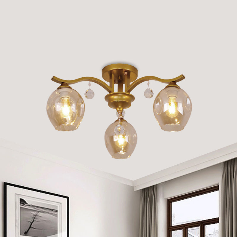 Plafonnier moderne en cristal fumé à 3 lampes pour restaurants et hôtels