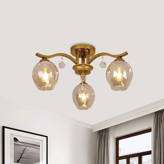 Plafonnier moderne en cristal fumé à 3 lampes pour restaurants et hôtels