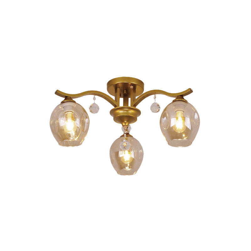 Plafonnier moderne en cristal fumé à 3 lampes pour restaurants et hôtels