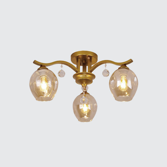 Plafonnier moderne en cristal fumé à 3 lampes pour restaurants et hôtels