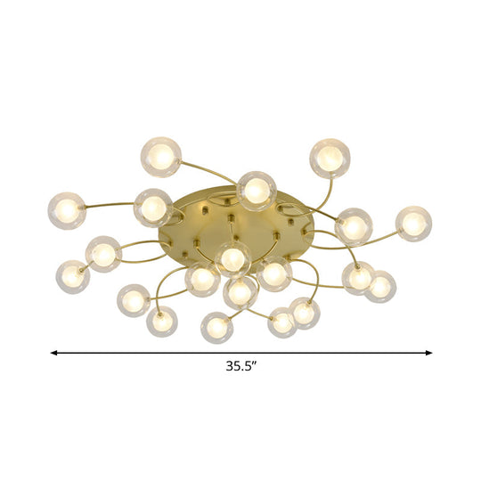 Plafonnier métallique romantique doré pour salon Villa - Montage semi-encastré à plusieurs têtes