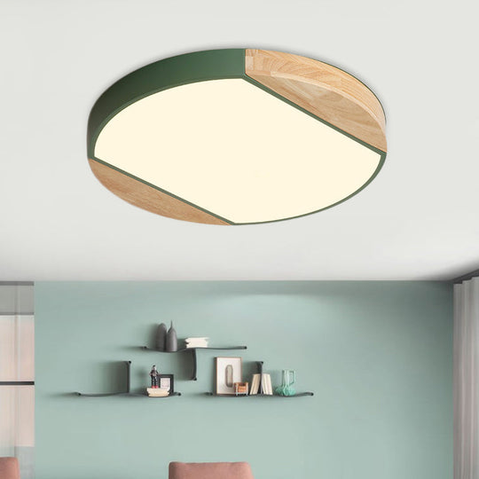 Nordic Style LED Flushmount Ceiling Lamp - Acrylic Circular Baby Bedroom & Kindergarten Light in Blue/Green/White/Yellow (Warm/White Light)