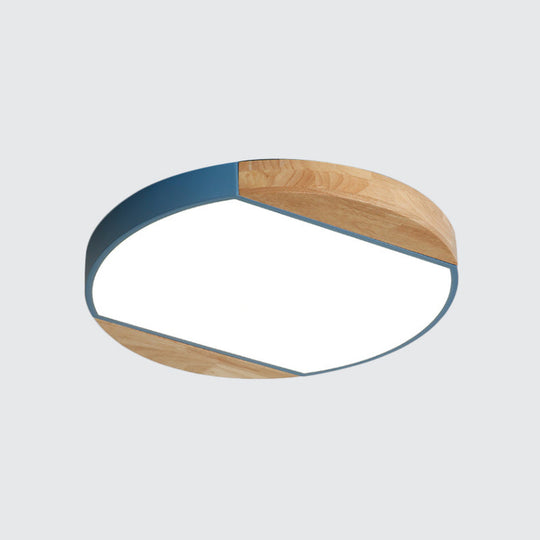 Nordic Style LED Flushmount Ceiling Lamp - Acrylic Circular Baby Bedroom & Kindergarten Light in Blue/Green/White/Yellow (Warm/White Light)