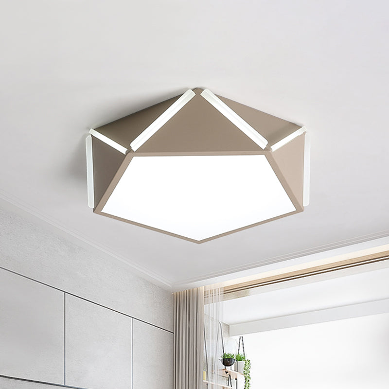 Pentagonal Flushmount LED Ceiling Lamp for Child's Bedroom - Modern Acrylic Metal Design