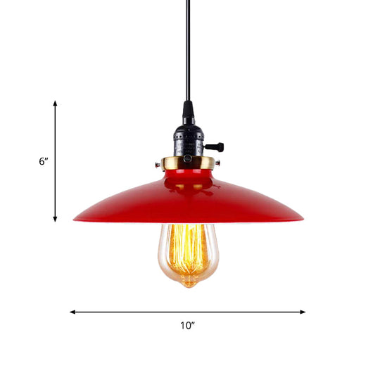 3-Pack Industrial Style Metal Pendant Light with Saucer Shade - Red Hanging Light for Restaurants