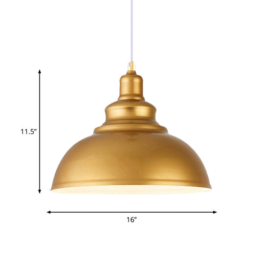 Mid-Century Gold Finish Metal Ceiling Pendant Light - 1 Head with Adjustable Cord - 3 Sizes