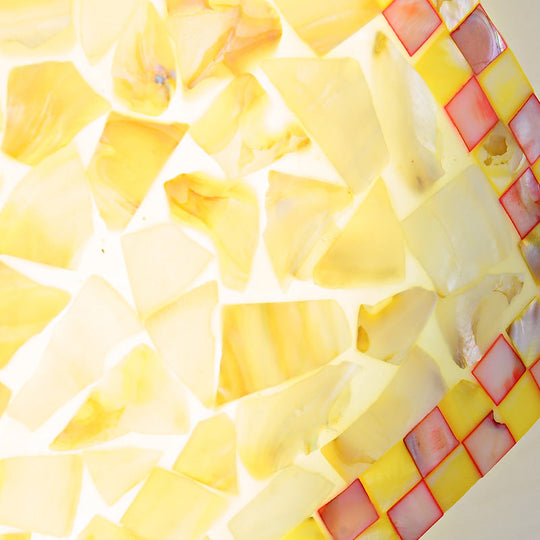 16"/12"W Convex Tiffany Style Stained Glass Flush Bedroom Light in Beige