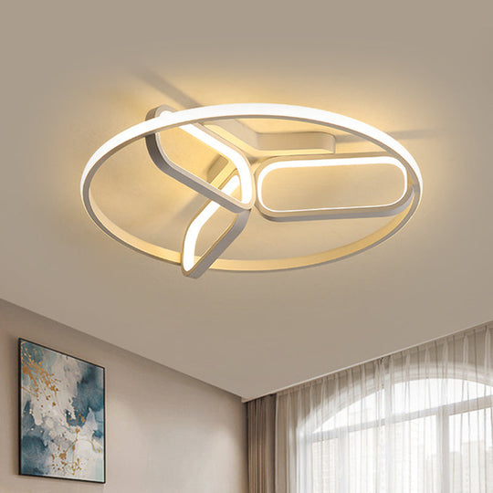 Contemporary LED Ceiling Light with Metallic Shade in Warm/White Light - Black/White/Gold Oval and Circle Flush Mount