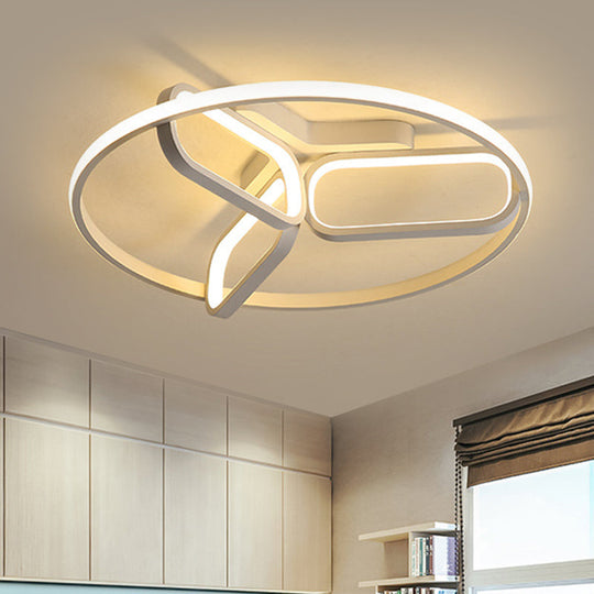 Contemporary LED Ceiling Light with Metallic Shade in Warm/White Light - Black/White/Gold Oval and Circle Flush Mount