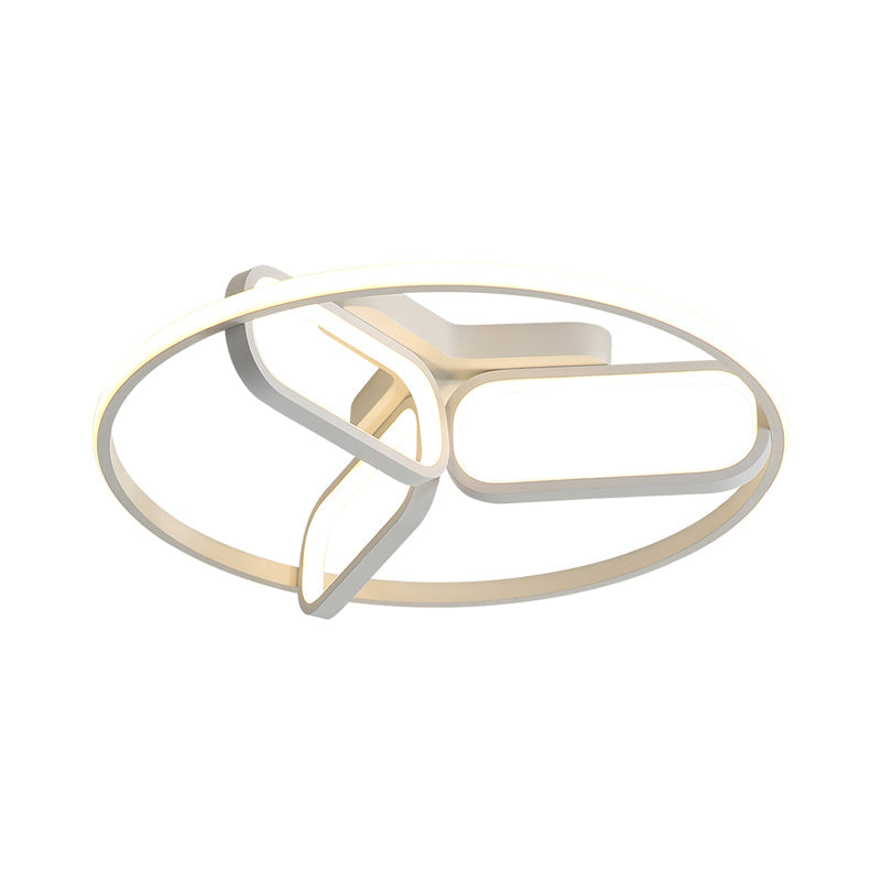 Contemporary LED Ceiling Light with Metallic Shade in Warm/White Light - Black/White/Gold Oval and Circle Flush Mount