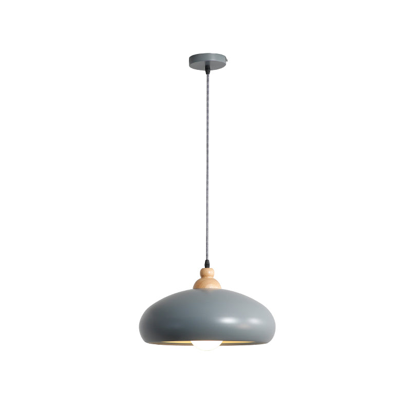Macaron Grey/Pink/Green Pendant Light with Metal Bowl Shade for Dining Room