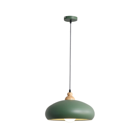 Modern Macaron Grey/Pink/Green Dining Room Pendant Light With Metal Bowl Shade
