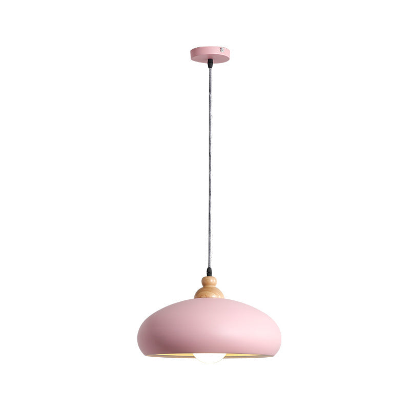Macaron Grey/Pink/Green Pendant Light with Metal Bowl Shade for Dining Room