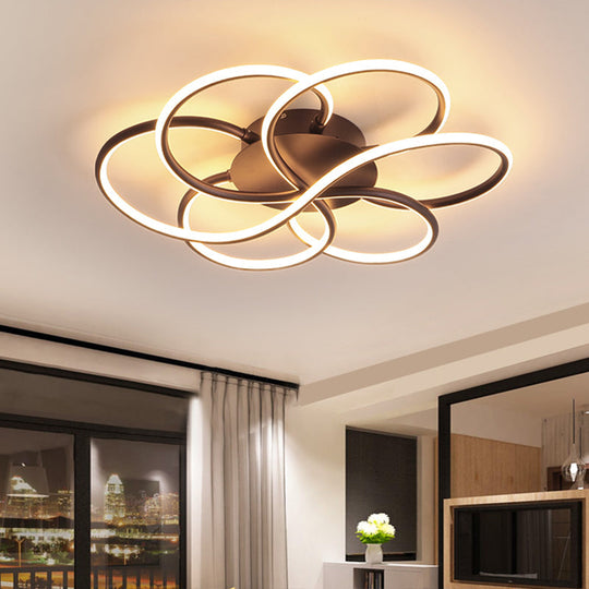 Modern Aluminum LED Ceiling Light for Hotels - Brown Blossom Flush Mount