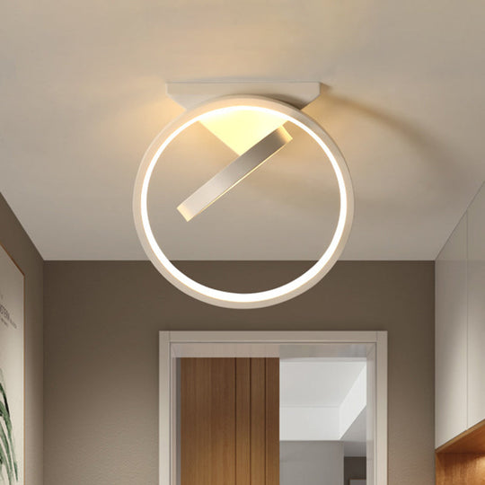 Minimalist LED Flush Light with Dual Rings - Ceiling Mount, Warm/White Light, Black/White