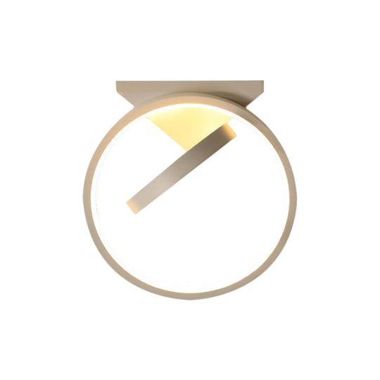 Minimalist LED Flush Light with Dual Rings - Ceiling Mount, Warm/White Light, Black/White