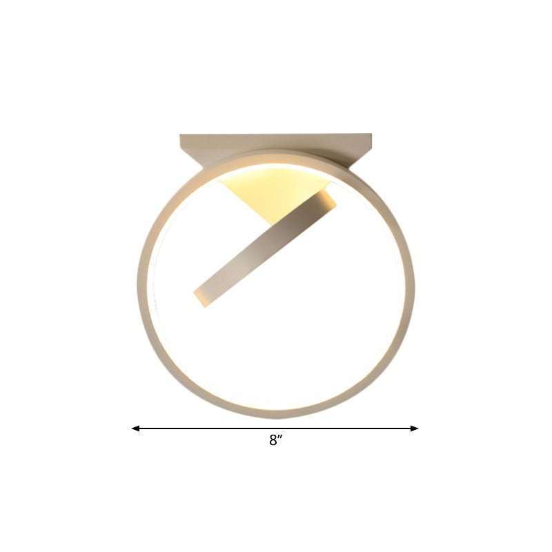 Minimalist LED Flush Light with Dual Rings - Ceiling Mount, Warm/White Light, Black/White