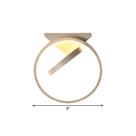 Minimalist LED Flush Light with Dual Rings - Ceiling Mount, Warm/White Light, Black/White