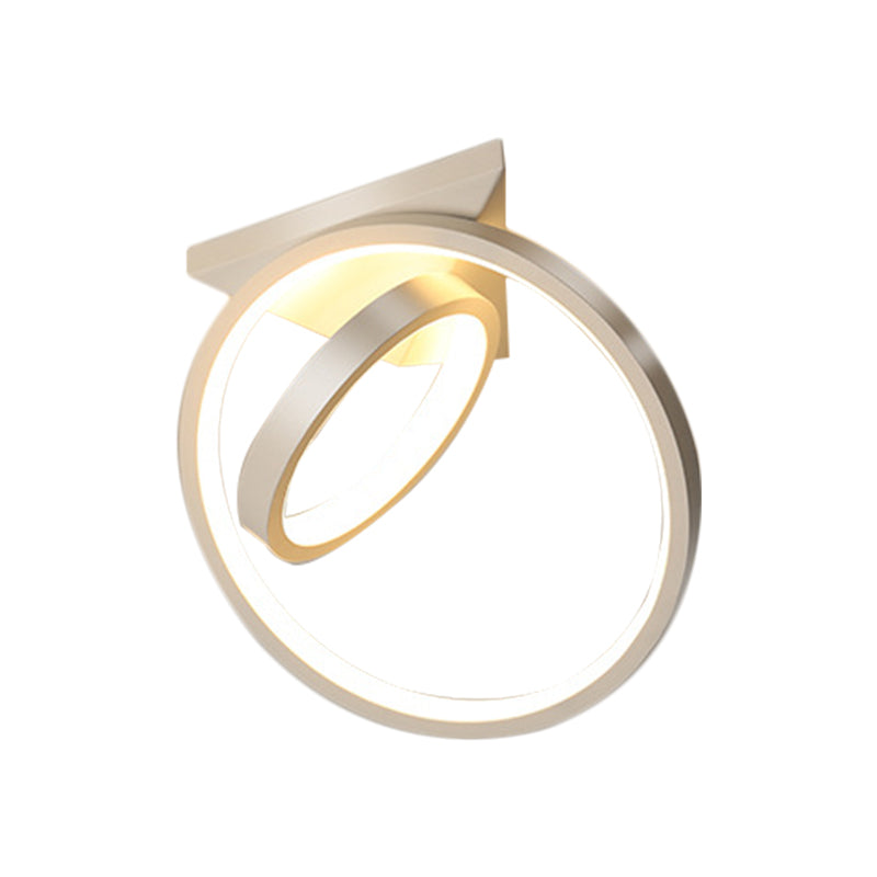 Sleek Circles Flush Lamp Fixture: Metallic Black/White LED Ceiling Flush Mount in Warm/White Light