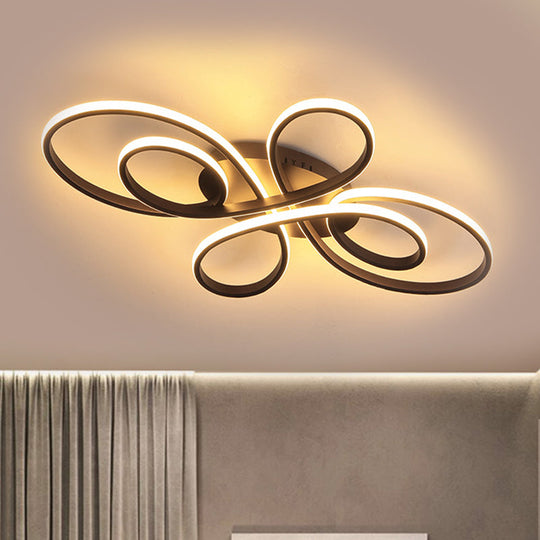 Modern Ribbons LED Ceiling Flush Mount Light in Warm/White Light, Multiple Sizes & Colors