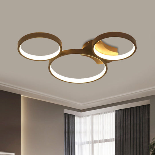 Modern Metal Bubble Rings Flush Mount LED Ceiling Light - 3/4/5-Head Black Surface Mount