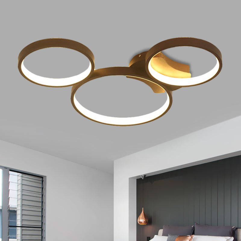 Modern Metal Bubble Rings Flush Mount LED Ceiling Light - 3/4/5-Head Black Surface Mount
