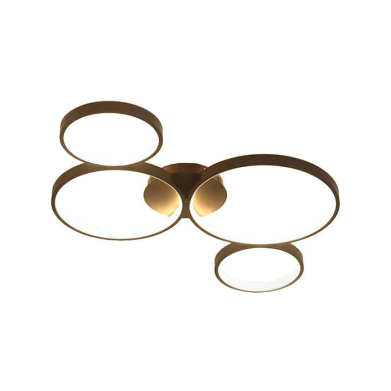 Modern Metal Bubble Rings Flush Mount LED Ceiling Light - 3/4/5-Head Black Surface Mount