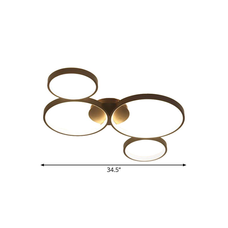 Modern Metal Bubble Rings Flush Mount LED Ceiling Light - 3/4/5-Head Black Surface Mount