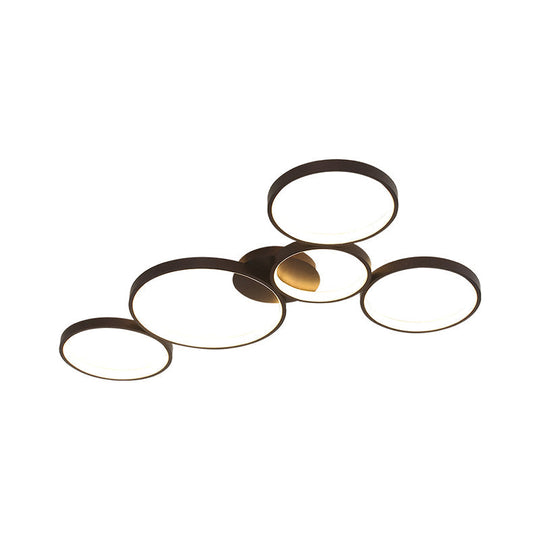 Modern Metal Bubble Rings Flush Mount LED Ceiling Light - 3/4/5-Head Black Surface Mount