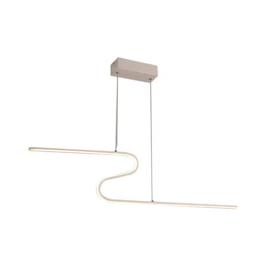Z-Shaped Linear Island Light Metallic Pendant With Warm/White Led For Dining Room And Kitchen In