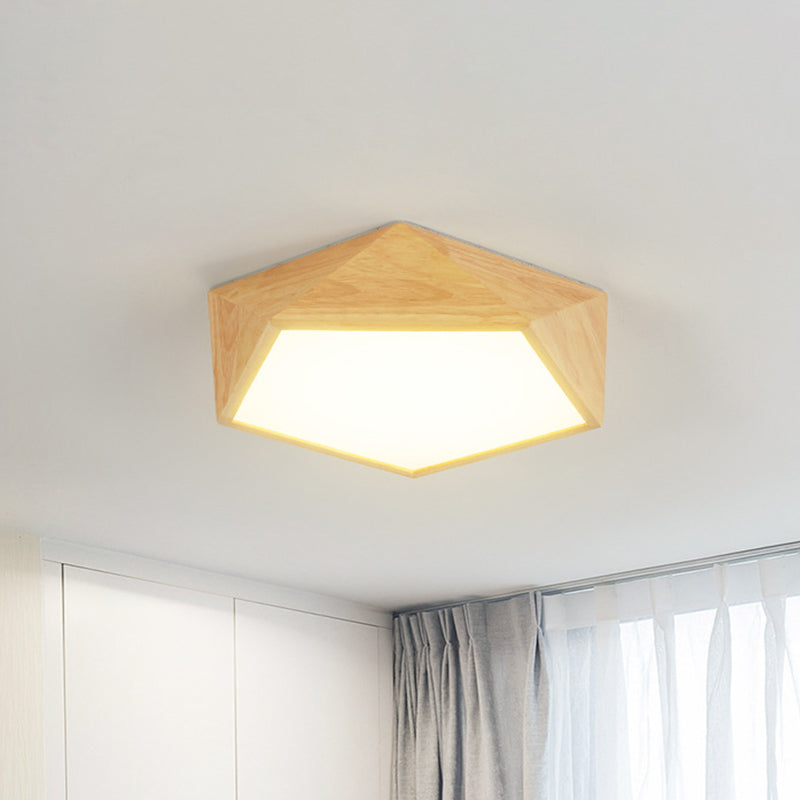 Modern Wood Frame LED Ceiling Light - Beige, Warm/White - 16.5"/20.5"/24.5" Wide