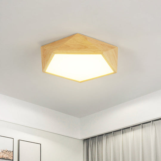 Modern Wood Frame LED Ceiling Light - Beige, Warm/White - 16.5"/20.5"/24.5" Wide