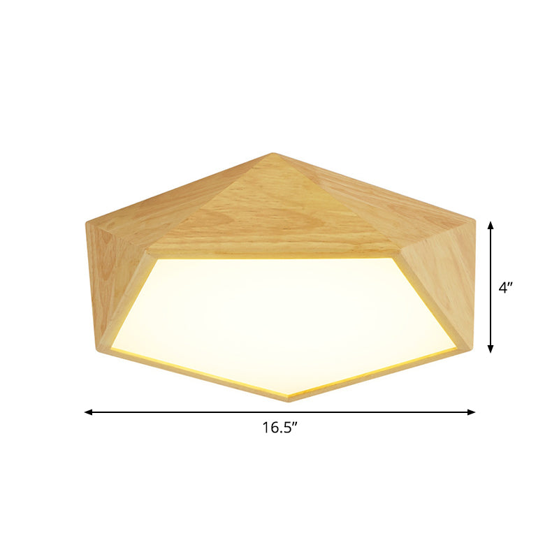 Modern Wood Frame LED Ceiling Light - Beige, Warm/White - 16.5"/20.5"/24.5" Wide