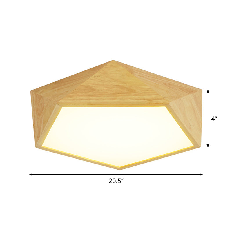 Modern Wood Frame LED Ceiling Light - Beige, Warm/White - 16.5"/20.5"/24.5" Wide