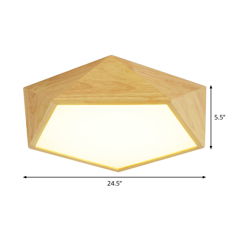 Modern Wood Frame LED Ceiling Light - Beige, Warm/White - 16.5"/20.5"/24.5" Wide