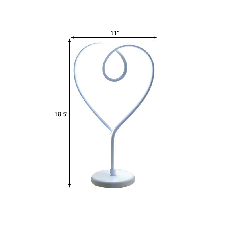 Charming Heart Nightlight Led Desk Lamp With Metal Pedestal For Bedroom