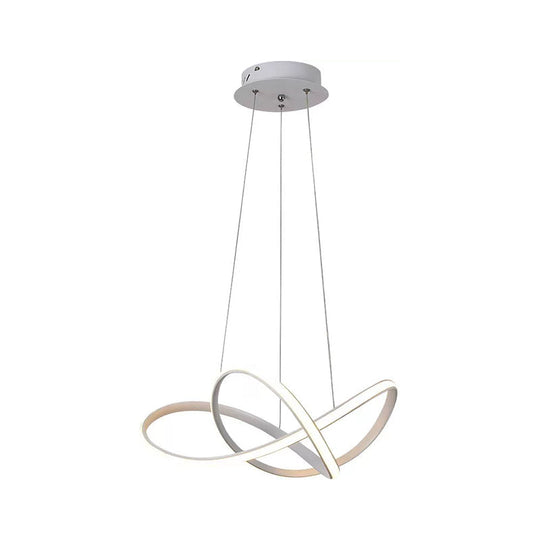 Contemporary LED Chandelier Black/White Ceiling Lamp with Metallic Shade in Warm/White Light