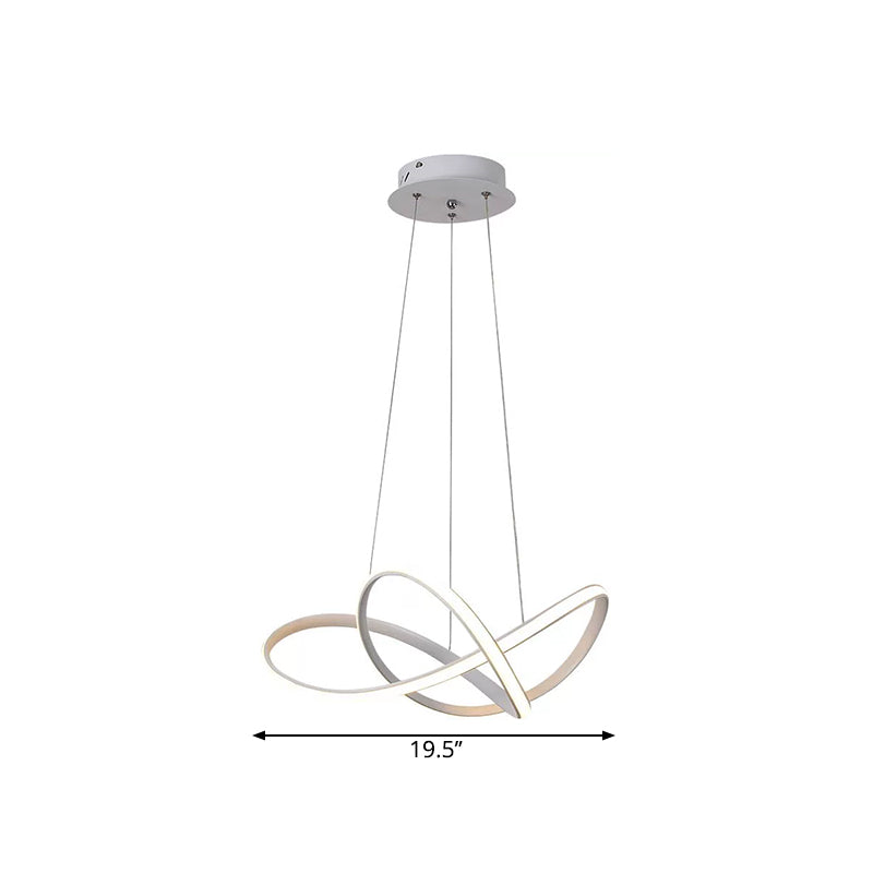 Contemporary LED Chandelier Black/White Ceiling Lamp with Metallic Shade in Warm/White Light