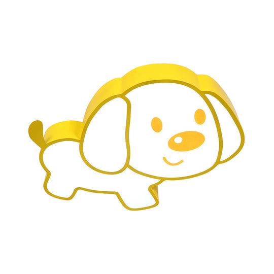Plafonnier LED en forme de chien mignon en jaune pour chambre d'enfant