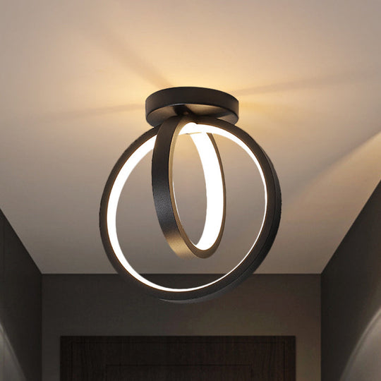 Minimalist LED Flush Mount Light for Hallways - Circular, Black/Gold, Warm/White