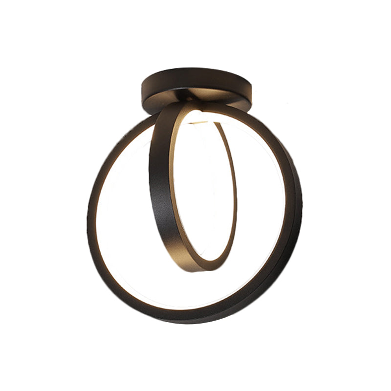 Minimalist LED Flush Mount Light for Hallways - Circular, Black/Gold, Warm/White