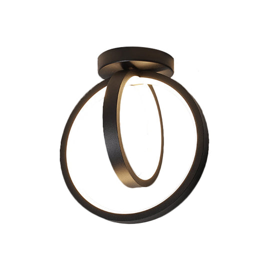 Minimalist LED Flush Mount Light for Hallways - Circular, Black/Gold, Warm/White