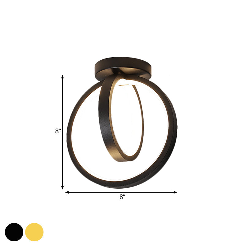 Minimalist LED Flush Mount Light for Hallways - Circular, Black/Gold, Warm/White